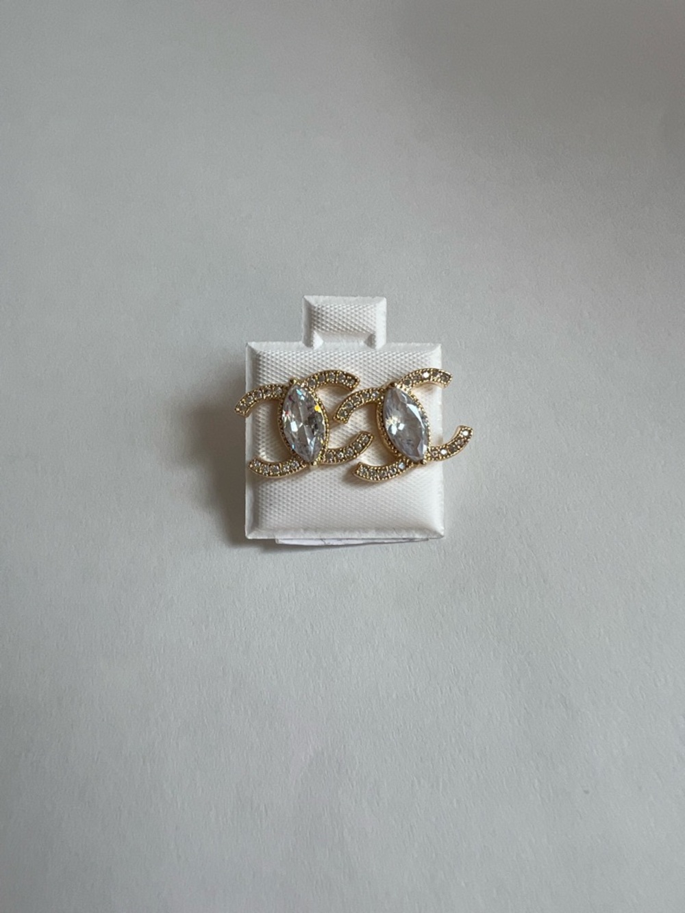 14k Gold Plated Crystal Logo Stud Earrings